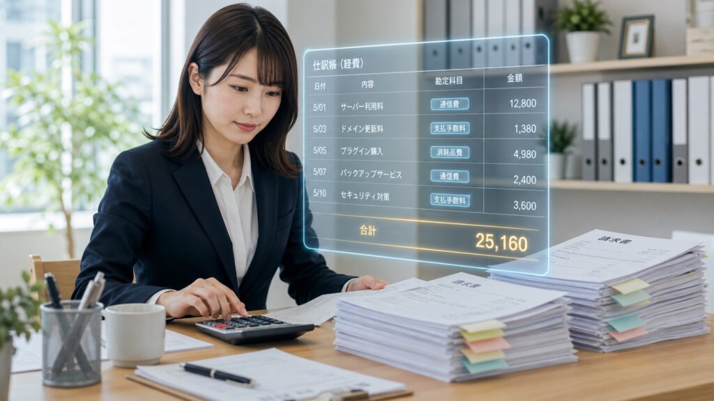 ホームページ管理費の勘定科目と仕訳例を経理担当者向けに解説する記事のアイキャッチ