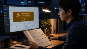 ワードプレスが更新できない時の症状別対処法を解説する記事のアイキャッチ