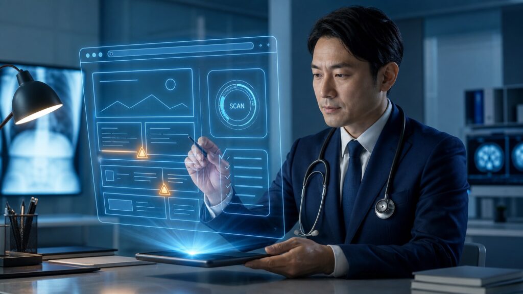 WordPressの脆弱性を経営者向けに解説する記事のアイキャッチ。サイトの健康診断のイメージ